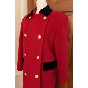 VTG Fashions by Jill  Womens‎ Wool Double-Breasted Military Coat XS/S Empire Red